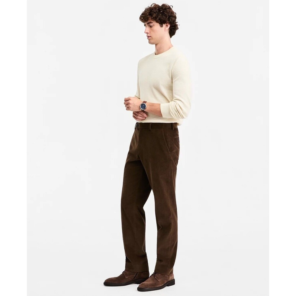 $95 NEW TOMMY HILFIGER MENS 38X30 SOLID BROWN SOFT 100% COTTON CORDUROY PANTS